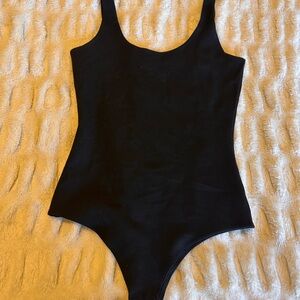 Black Bodysuit with Scoop Neckline and Tank Straps